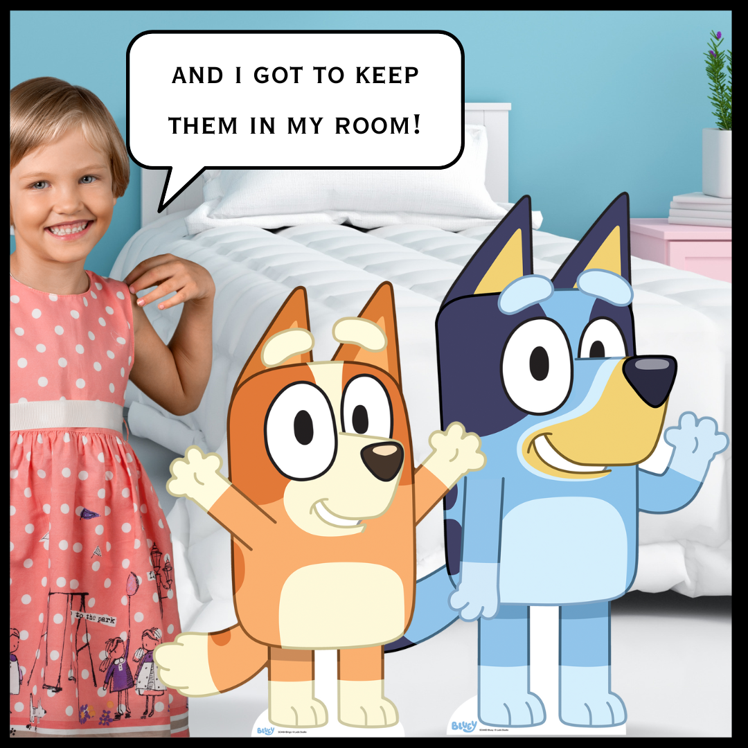 SC4572 Bluey and Bingo Dancing Child Sized Backdrop Cardboard Cut Out Height 134cm