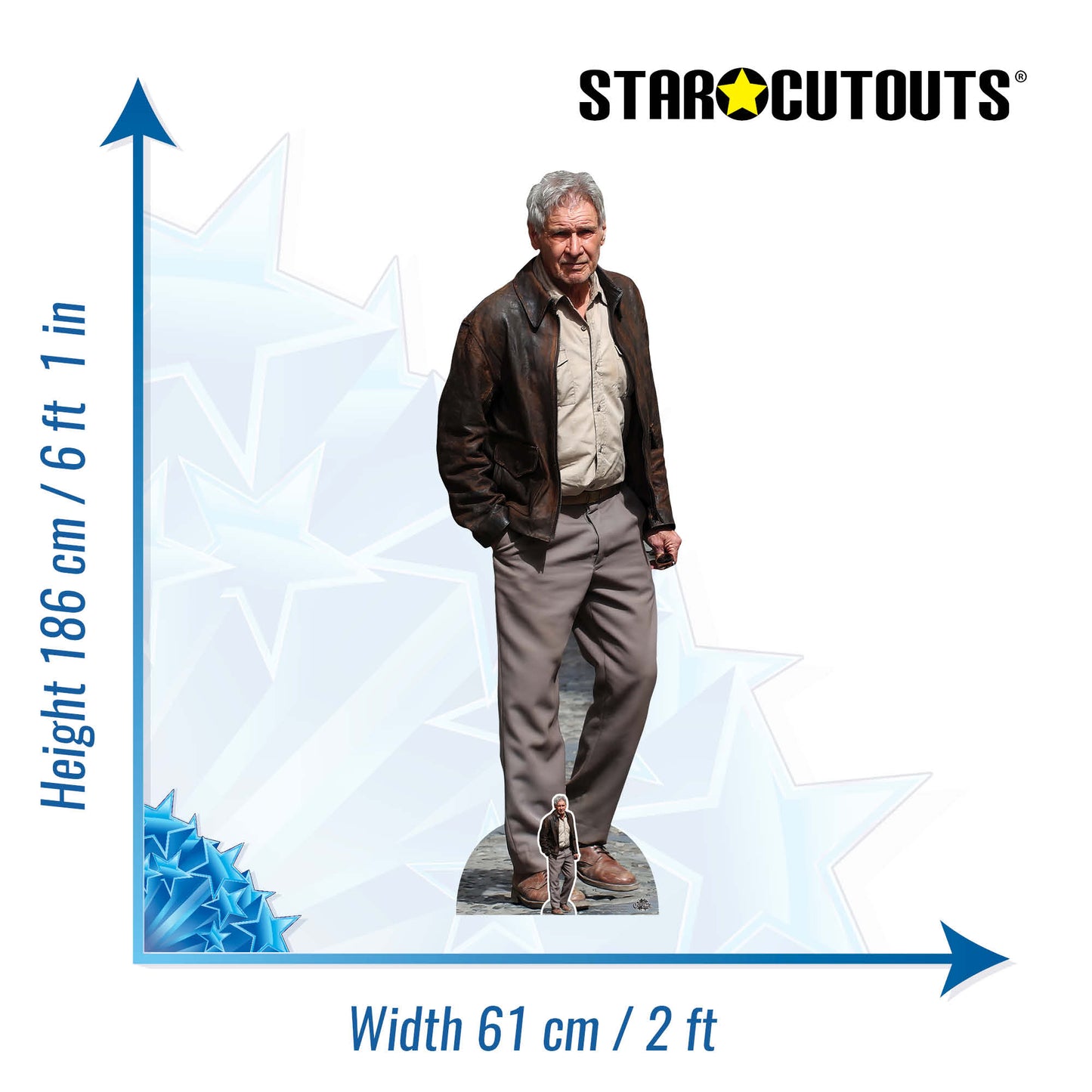 CS1017 Harrison Ford Shirt & Jacket Height 186cm Lifesize Cardboard Cut Out With Mini