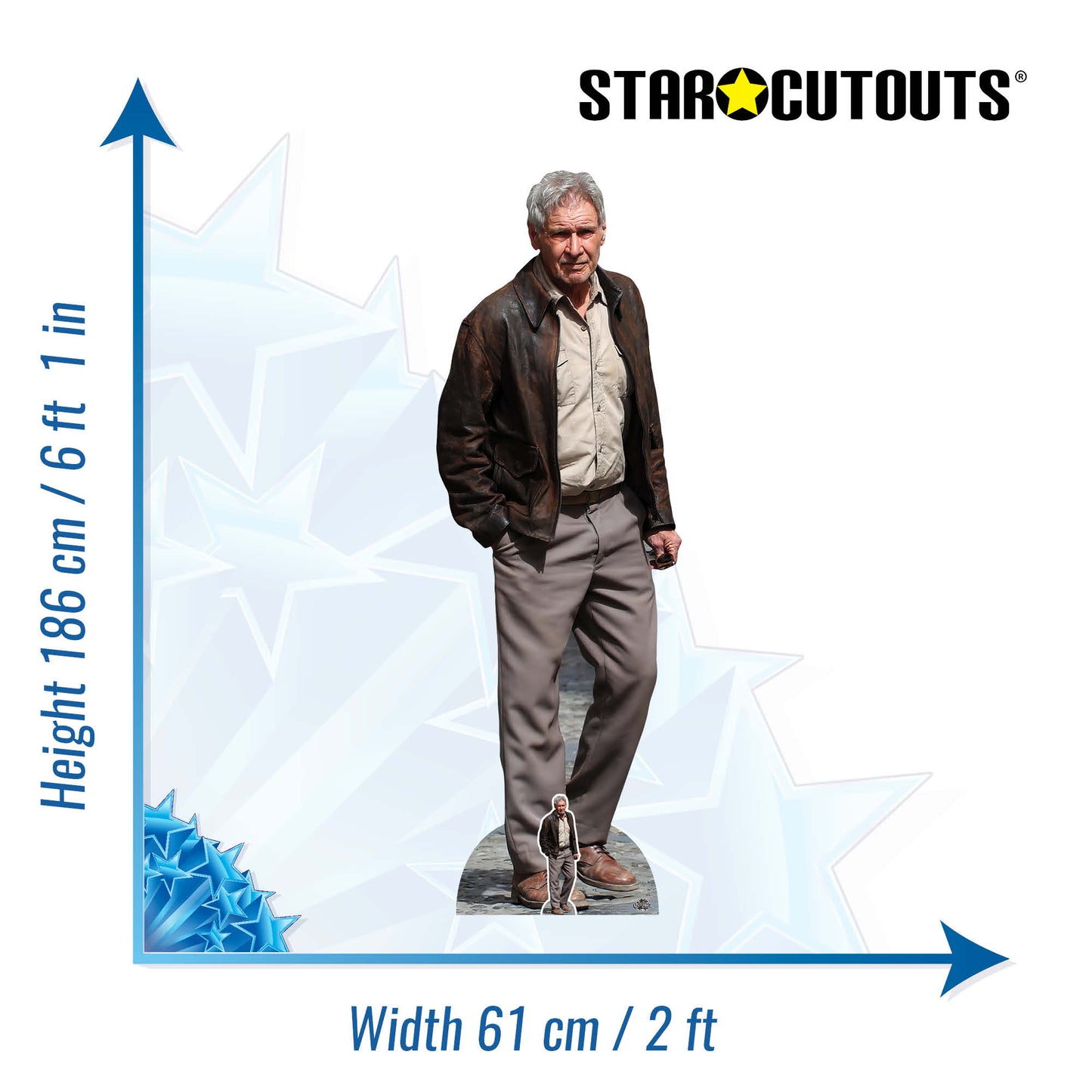 CS1017 Harrison Ford Shirt & Jacket Height 186cm Lifesize Cardboard Cut Out With Mini - mycardboardcutout
