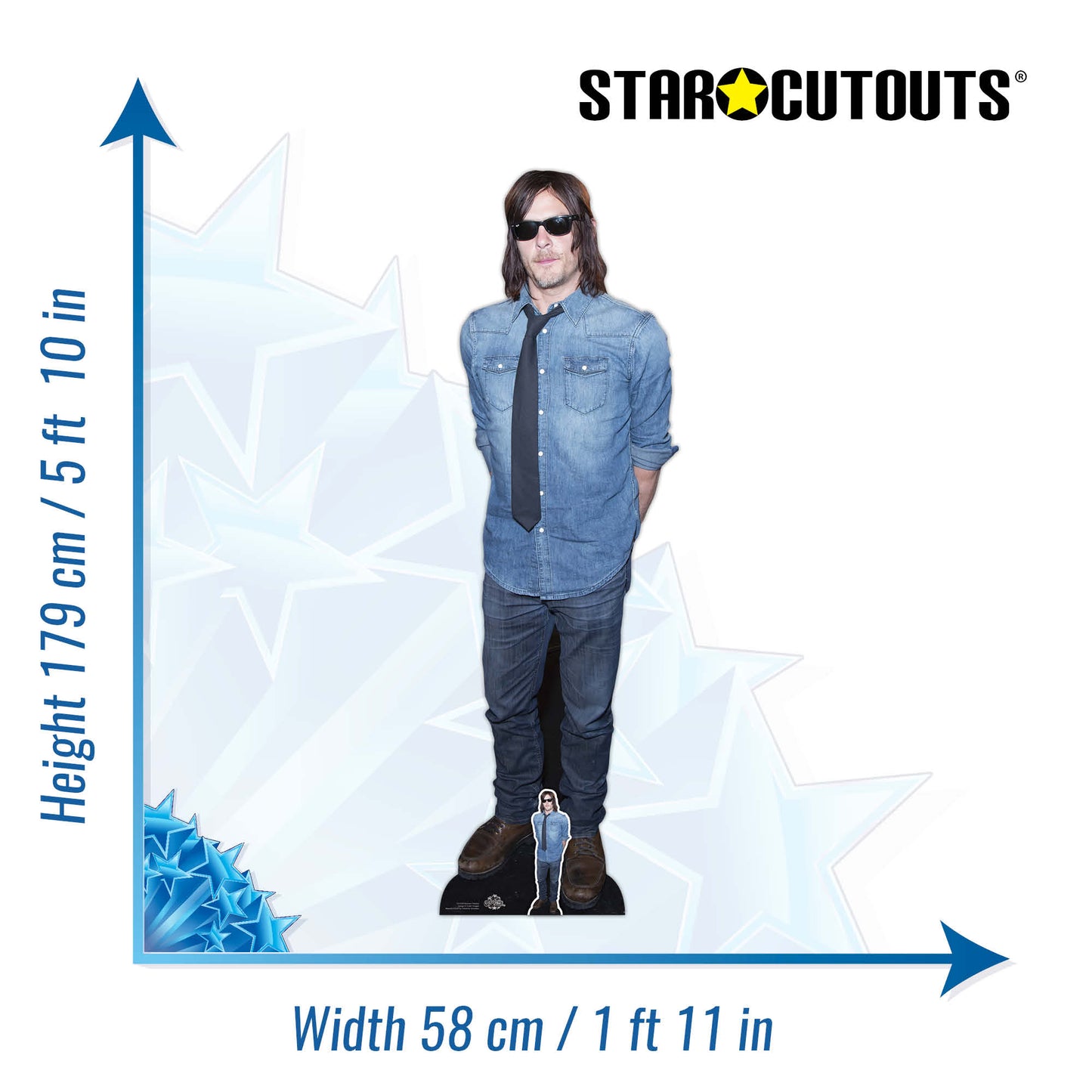 CS1059 Norman Reedus Casual Height 179cm Lifesize Cardboard Cut Out With Mini