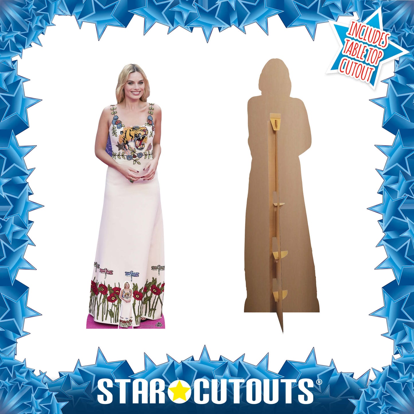 CS1083 Margot Robbie White Dress Height 169cm Lifesize Cardboard Cut Out With Mini