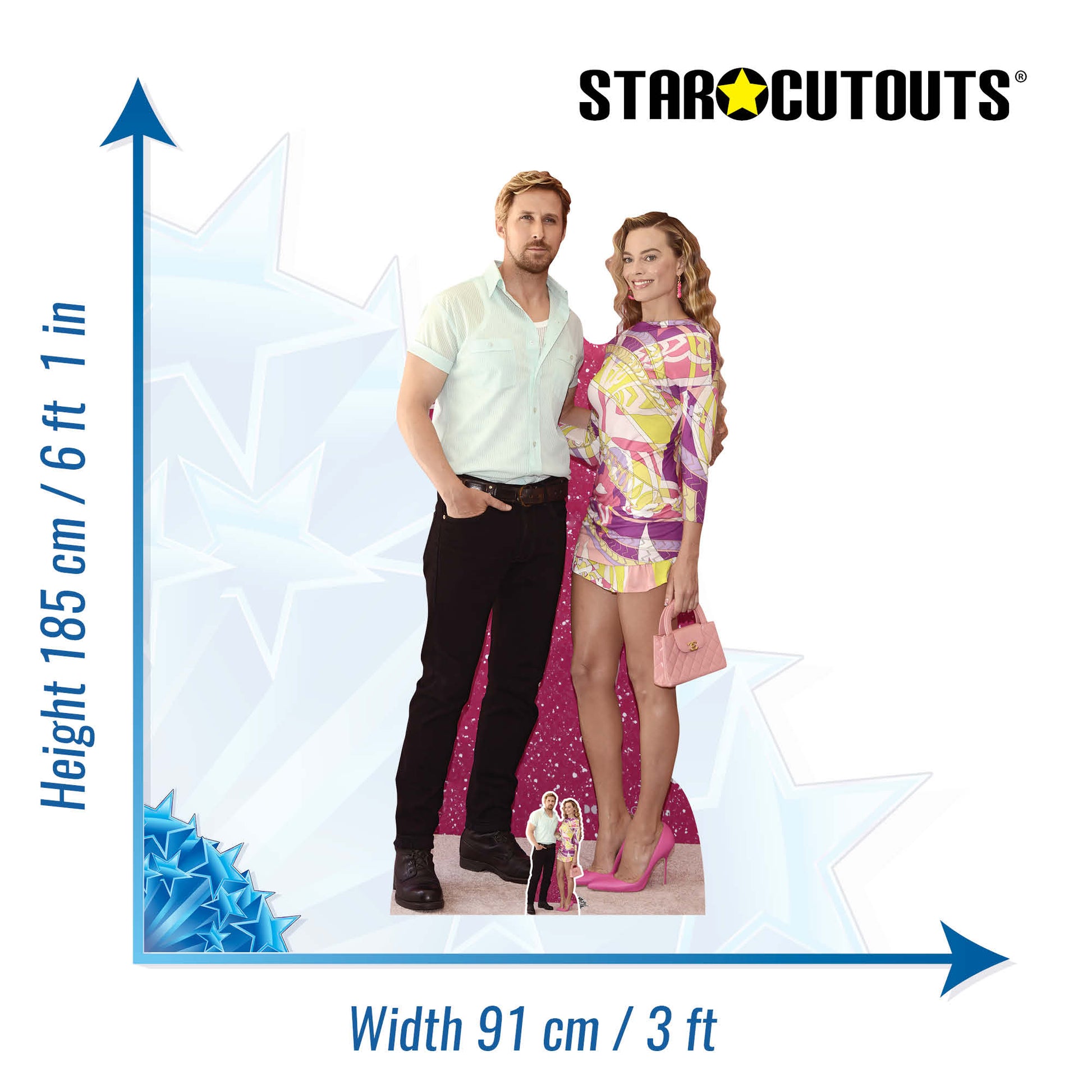 CS1106 Ryan Gosling and Margot Robbie Height 185cm Lifesize Cardboard Cut Out With Mini - mycardboardcutout