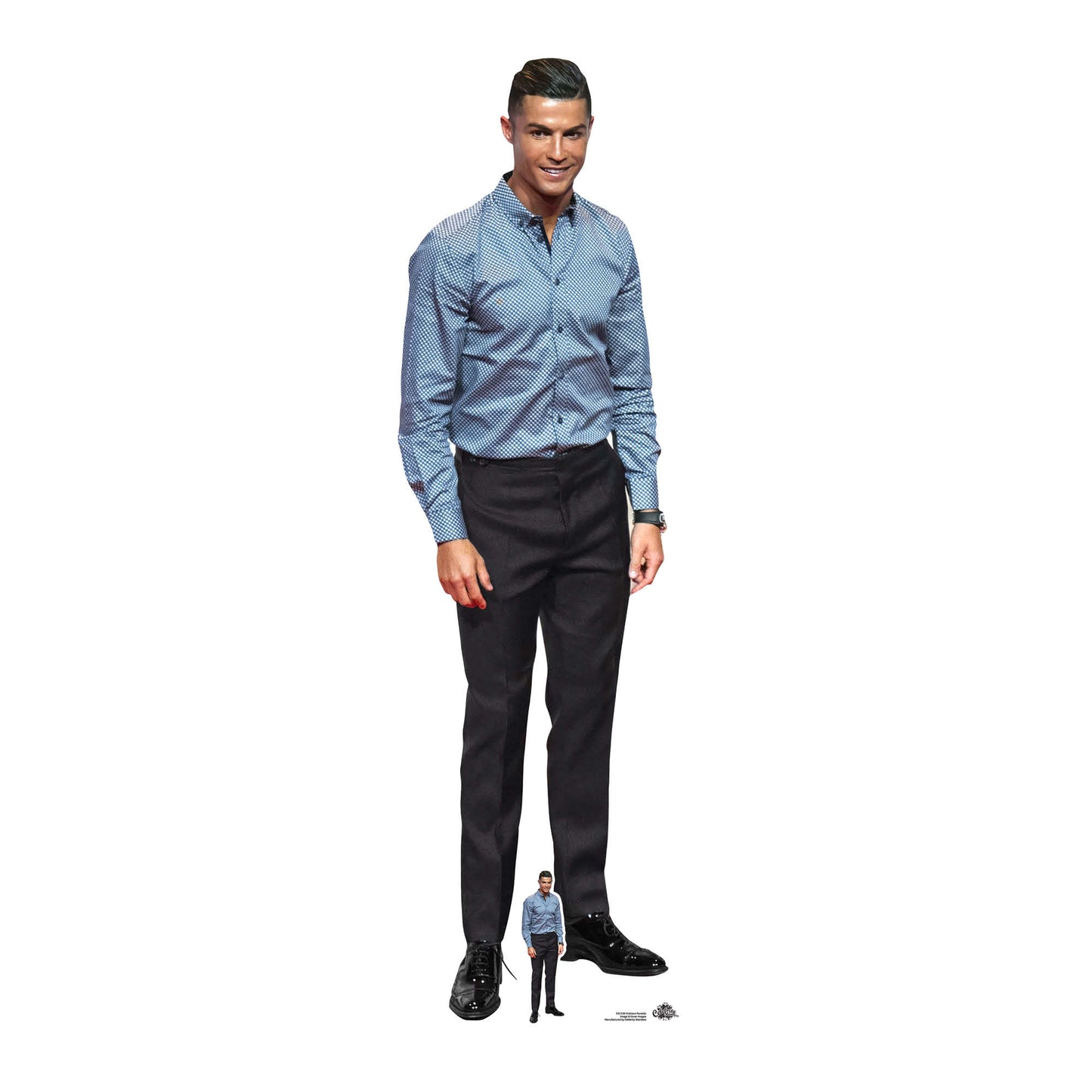 CS1138 Cristiano Ronaldo Blue Shirt Height 188cm Lifesize Cardboard Cut Out With Mini - mycardboardcutout