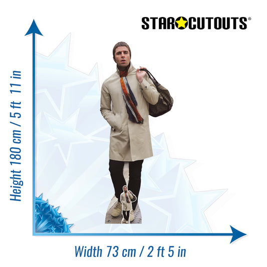 CS1155 Liam Gallagher Cream Jacket Height 180cm Lifesize Cardboard Cut Out With Mini - mycardboardcutout