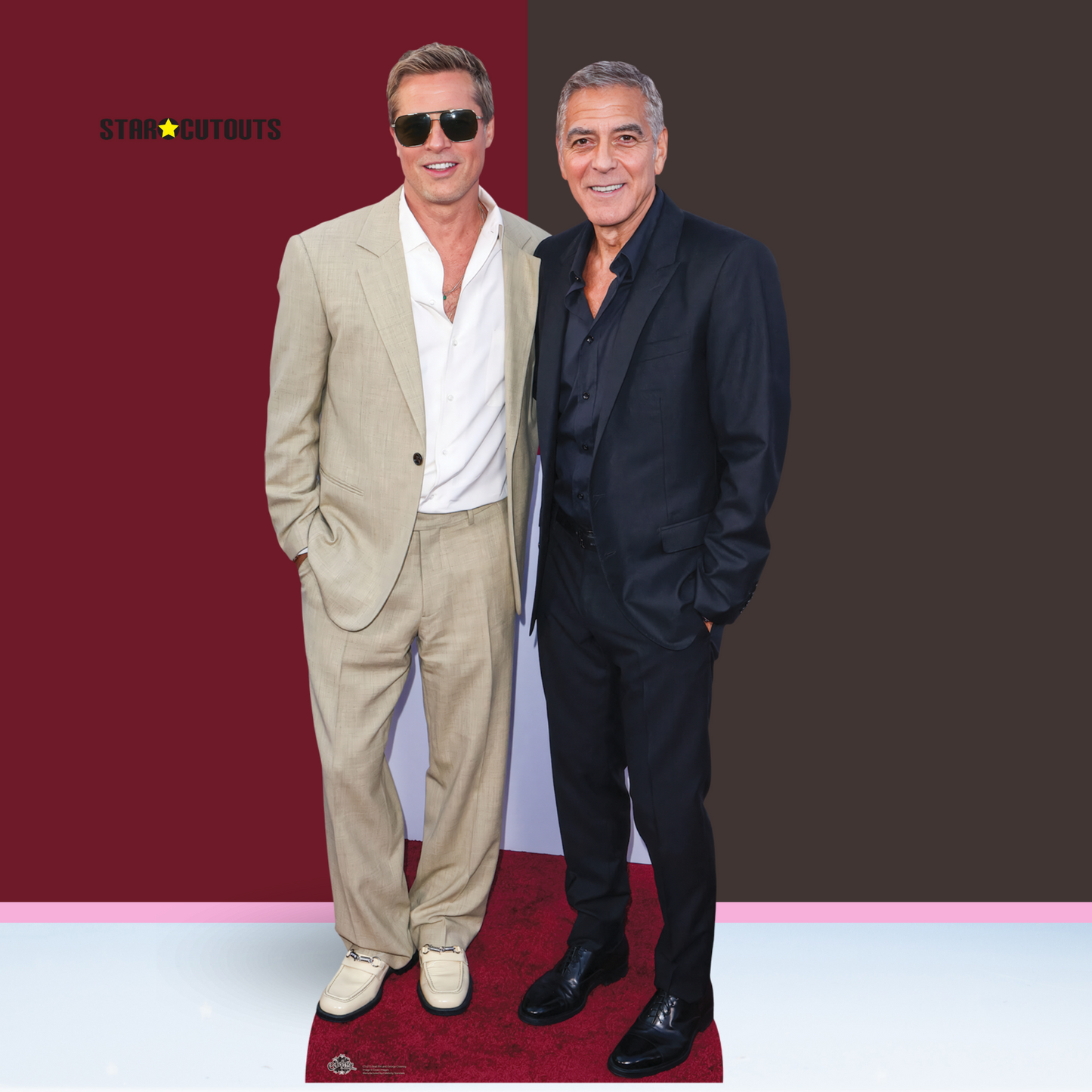CS1215 Brad Pitt and George Clooney Height 185cm Lifesize Cardboard Cut Out With Mini