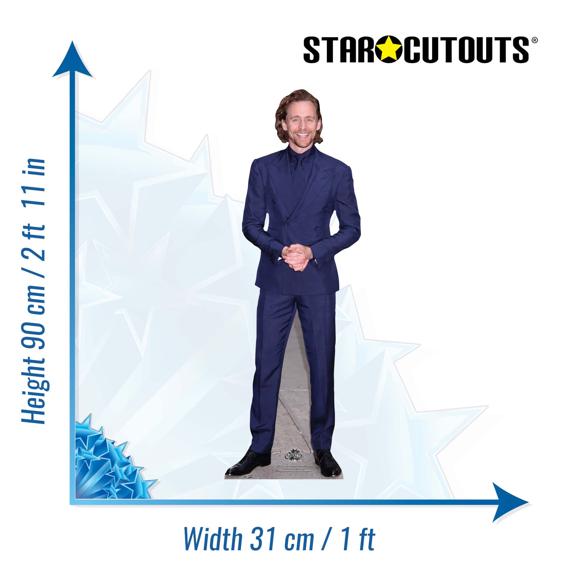 CS1217 Tom Hiddleston Blue Suit Star Mini Height 90cm Cardboard Cutout - mycardboardcutout