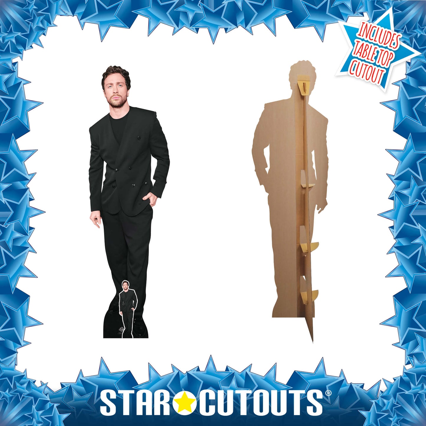 CS1220 Aaron Taylor-Johnson Black Suit Height 180cm Lifesize Cardboard Cut Out With Mini