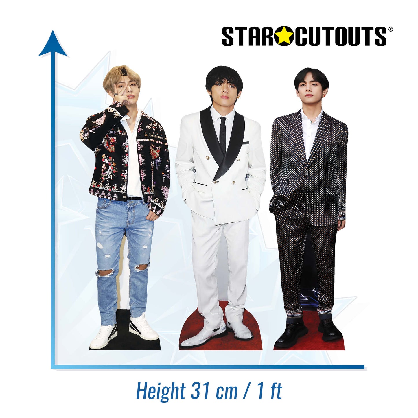 CS1236  V Shelf Top Cutout Pack of Three  Cardboard Cutouts Height 31cm