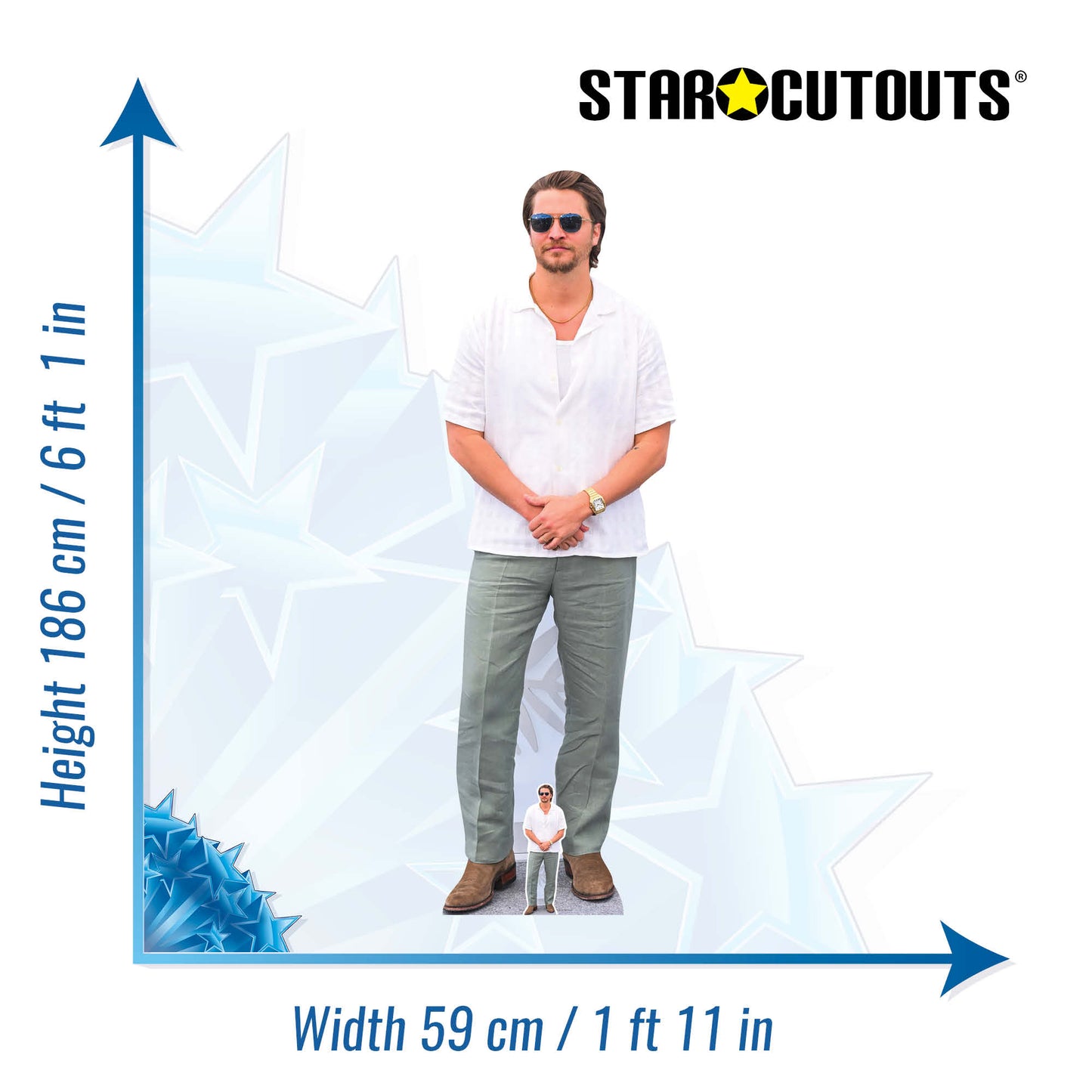 CS1256 Luke Grimes White Shirt Cardboard Cutout Height 186cm