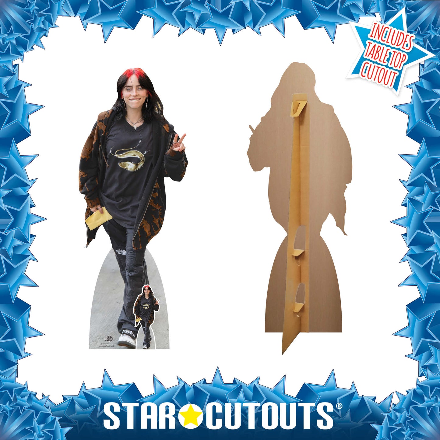 CS1262 Billie Eilish Smiling Peace Sign Cardboard Cut Out Height 162cm