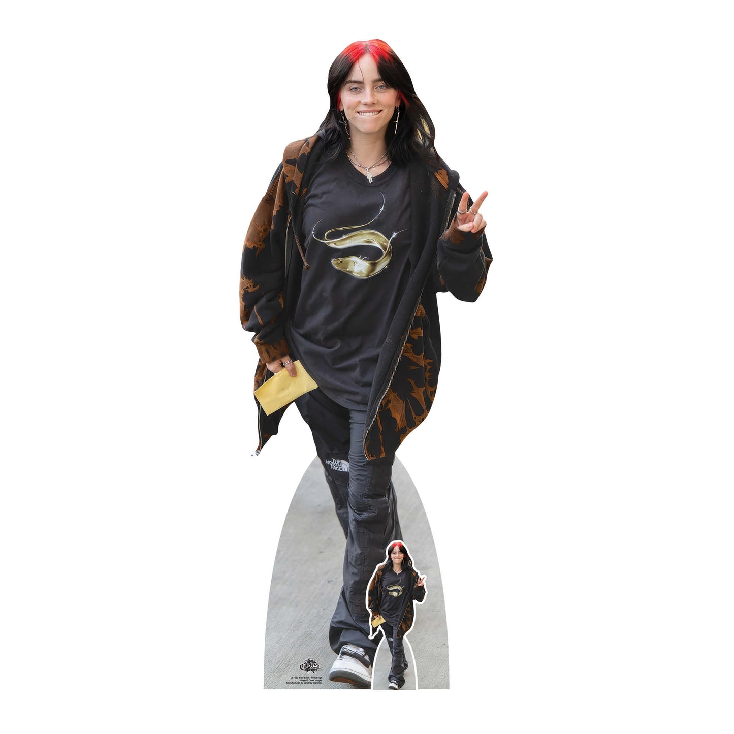 CS1262 Billie Eilish Smiling Peace Sign Cardboard Cut Out Height 162cm