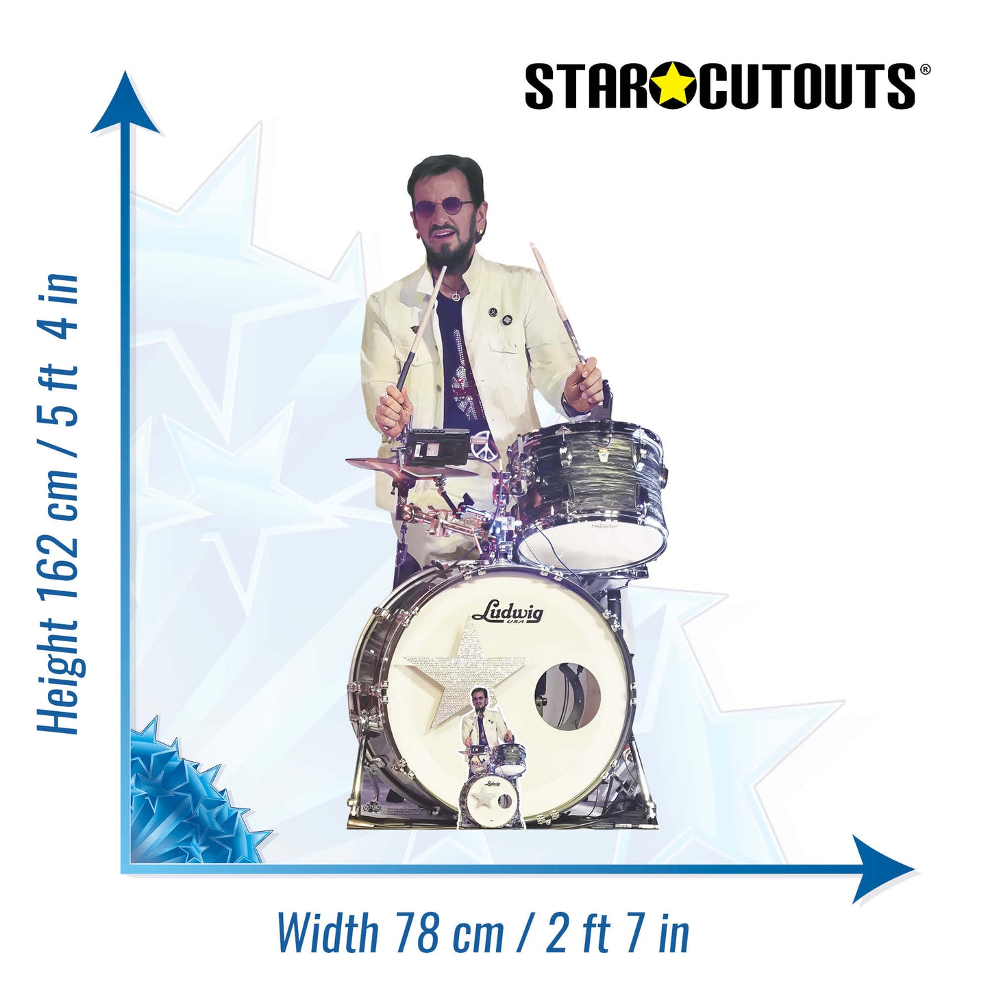 CS1268 Ringo Starr Drumming Cardboard Cutout Height 162cm