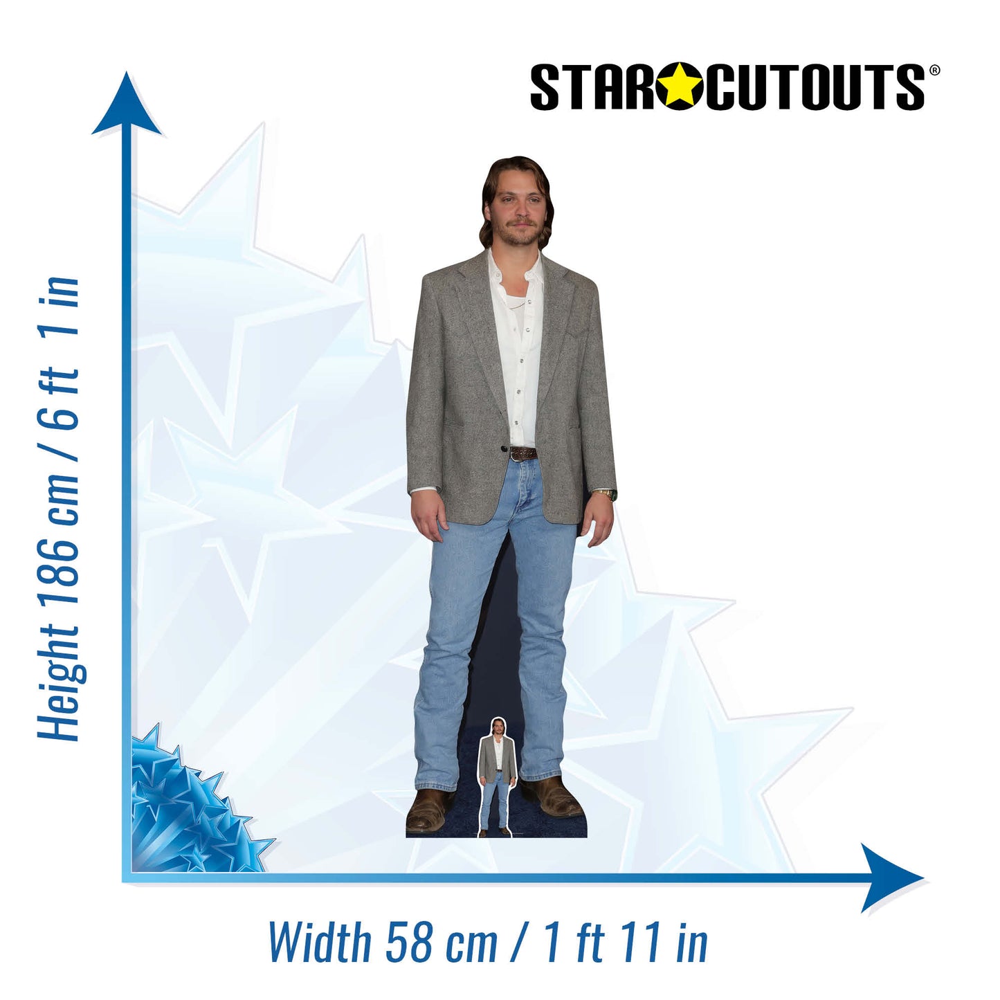 CS1272 Luke Grimes Grey Suit Jacket Cardboard Cutout Height 186cm