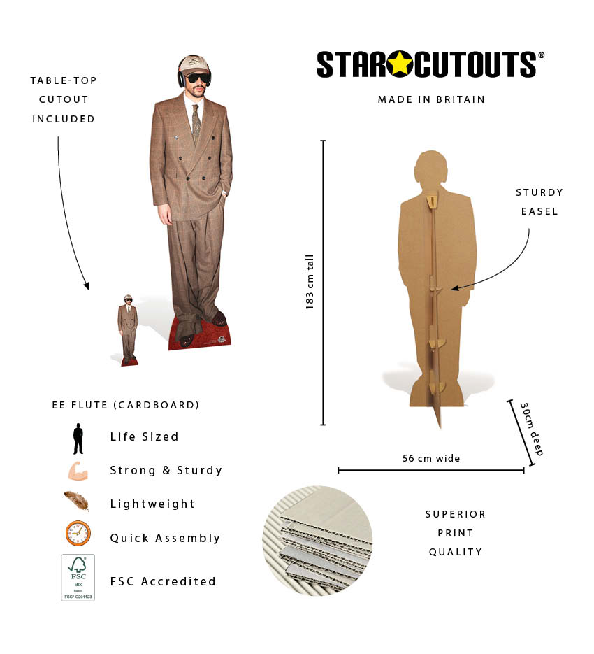 CS1282 Bad Bunny  Cardboard Cutout Height 183cm