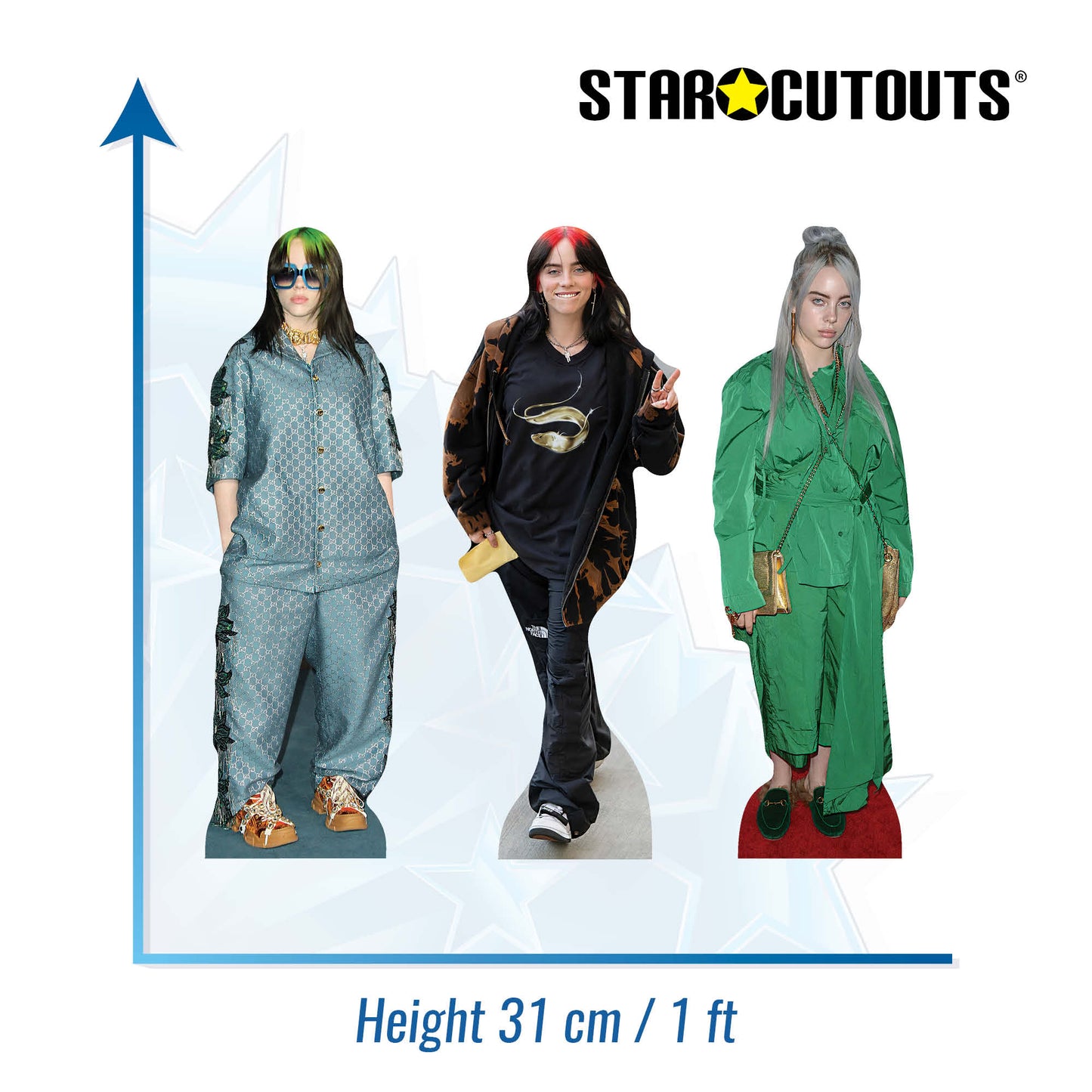CS1395 Billie Eilish Shelf Top Pack Cardboard Cut Outs Height 31cm
