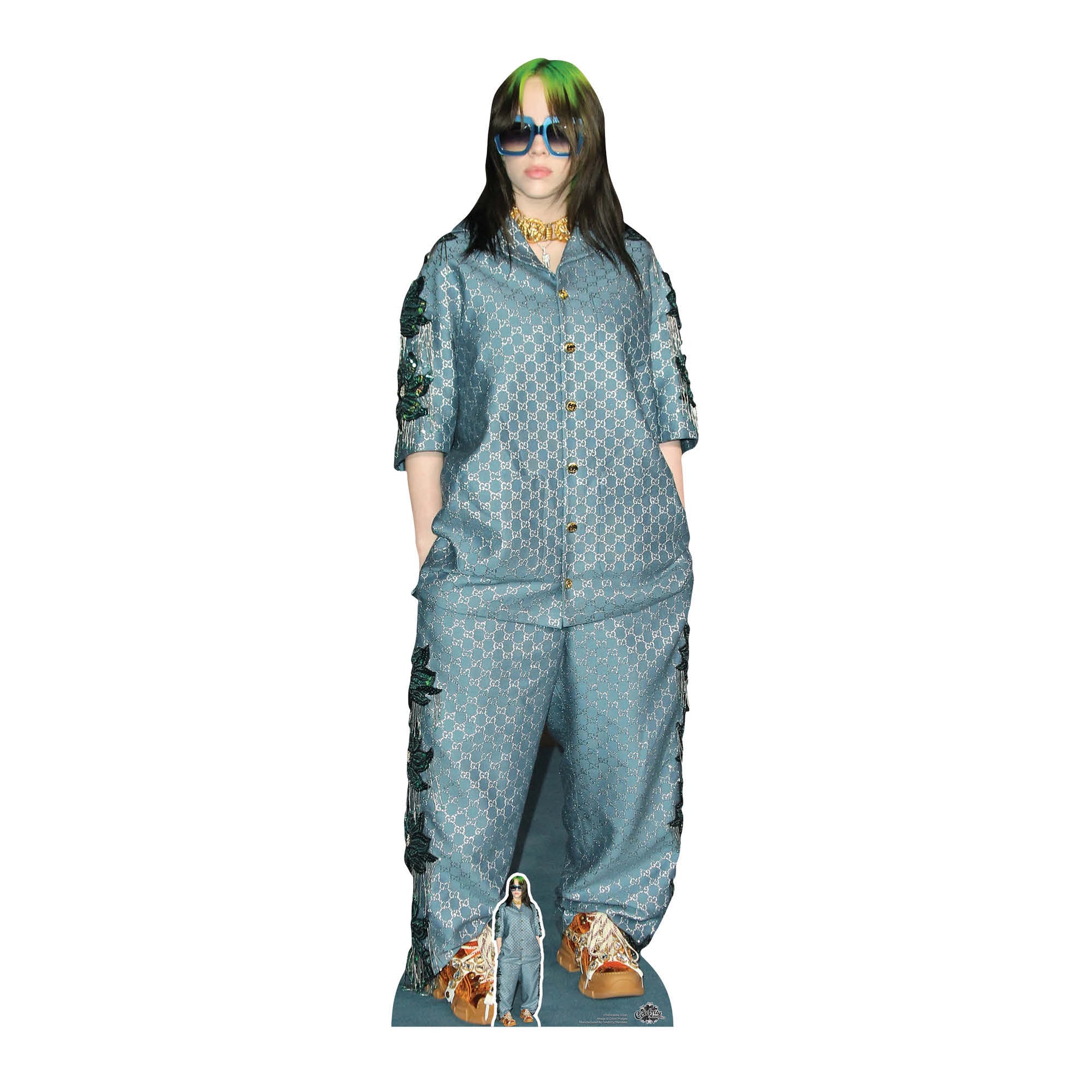 CS824 Billie Eilish Shades Green Hair Height 163cm Lifesize Cardboard Cut Out With Mini - mycardboardcutout