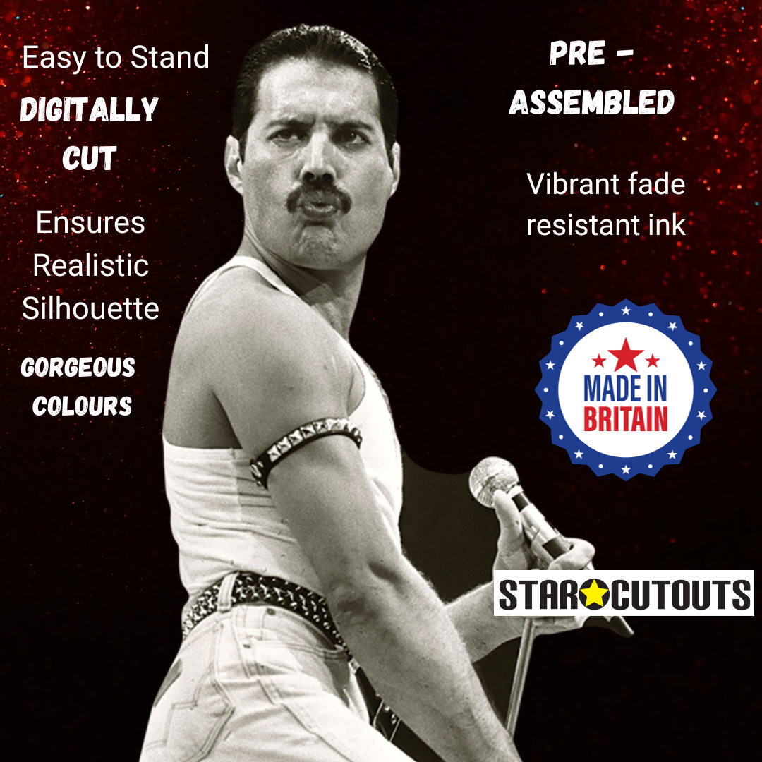 Freddie Mercury Cardboard Cutouts July 1985 Black and White Performing at Live Aid