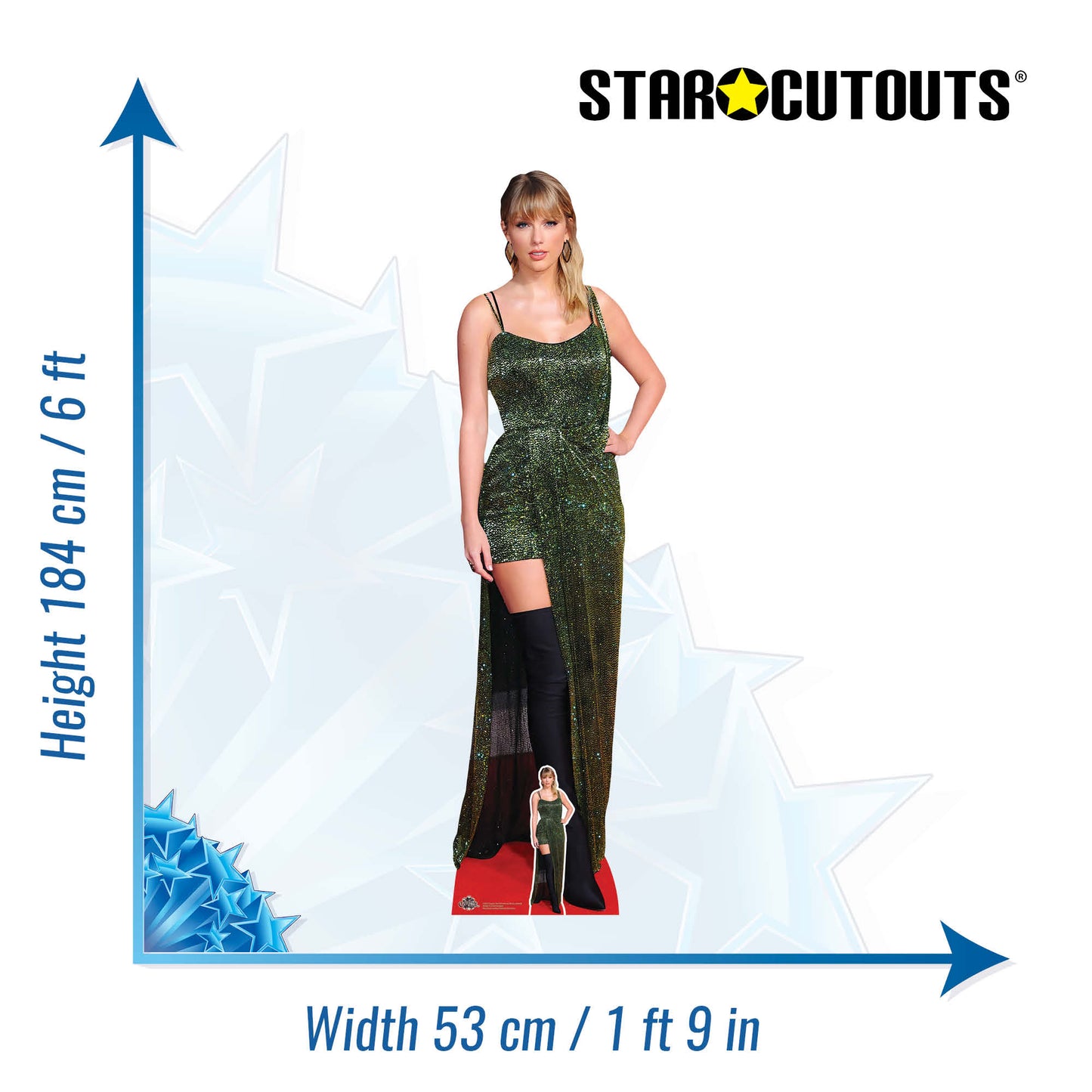 CS953 Taylor Long Green Dress Height 184cm - mycardboardcutout