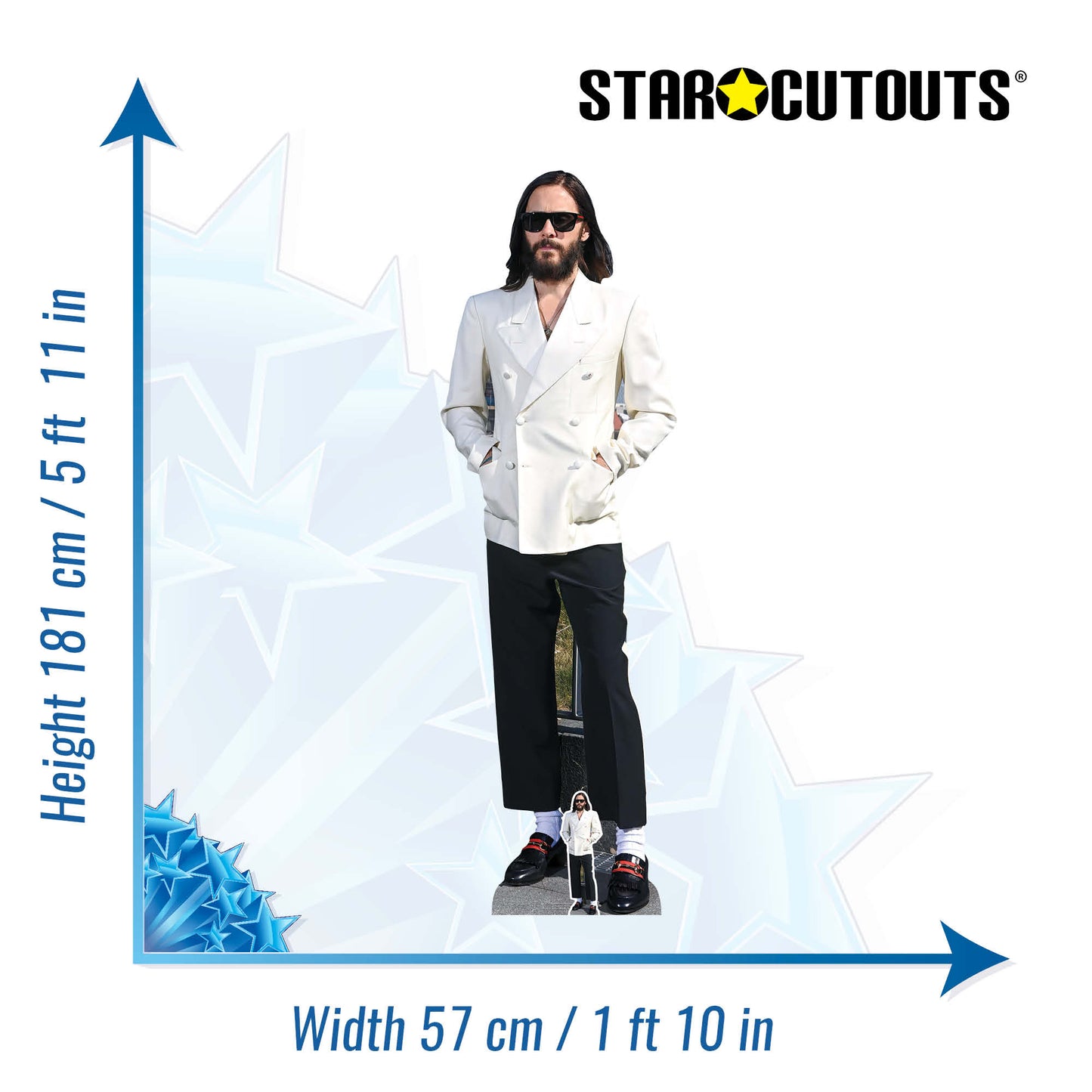 CS978 Jared Leto Sunglasses Height 181cm Lifesize Cardboard Cut Out With Mini