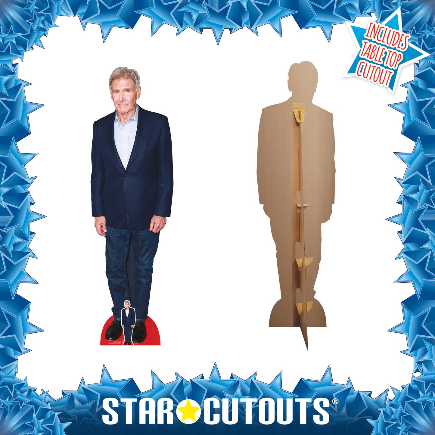 CS992 Harrison Ford Blue Suit Height 186cm Lifesize Cardboard Cut Out With Mini - mycardboardcutout