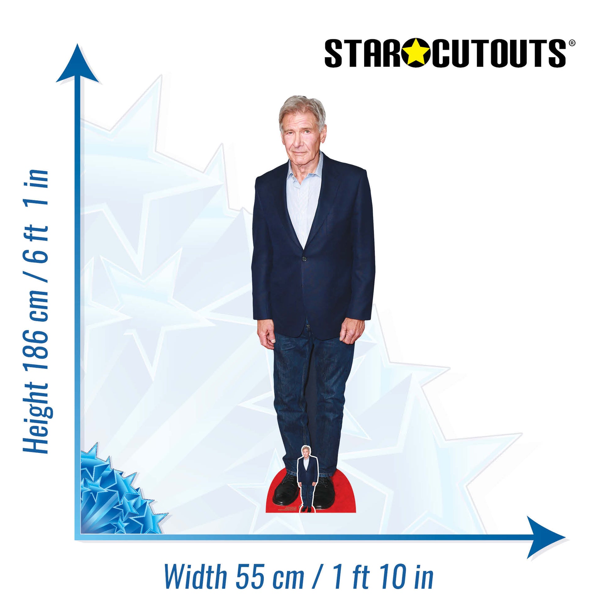 CS992 Harrison Ford Blue Suit Height 186cm Lifesize Cardboard Cut Out With Mini - mycardboardcutout
