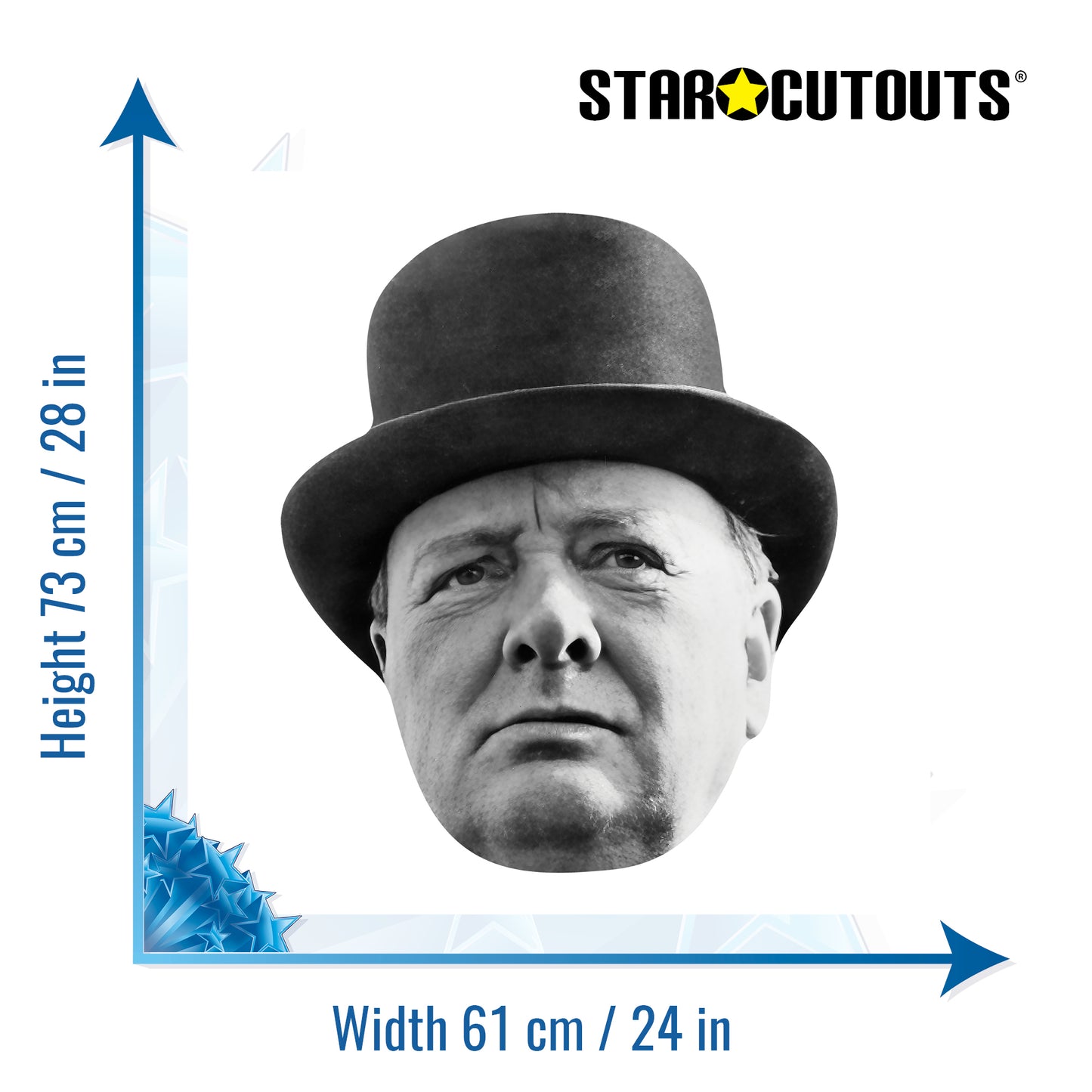 GH015 Winston Churchill Giant Head Cardboard Cut Out Height 73cm