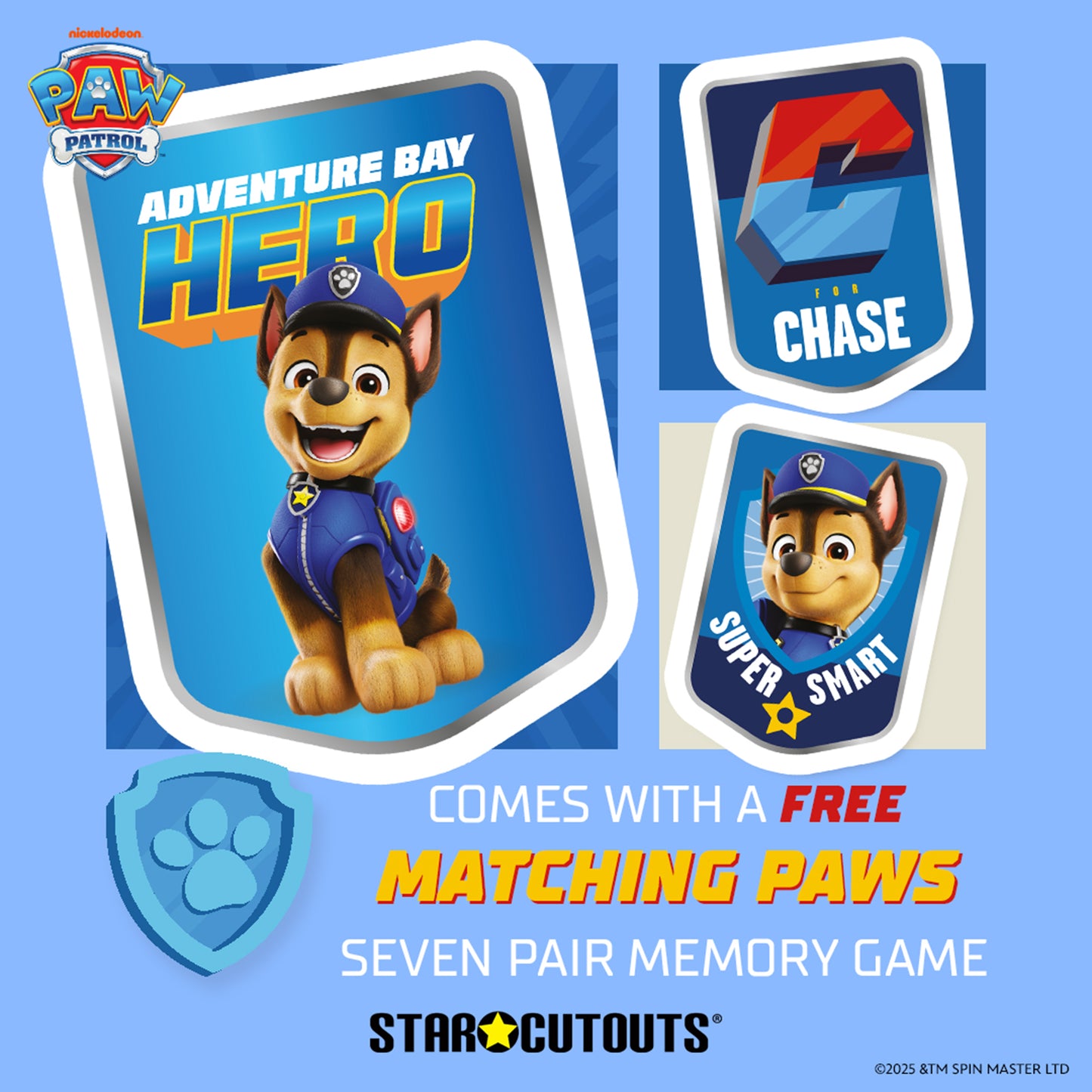 SC4597 Three Chase Paw Patrol  Multi-Pack Cardboard Cut Outs Height 66cm
