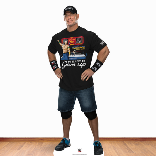 John Cena Black Outfit WWE Cardboard Cutout Lifesize With Mini Desktop Cutout