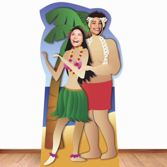 Hawaiian Couple Stand-In Cardboard Cutout