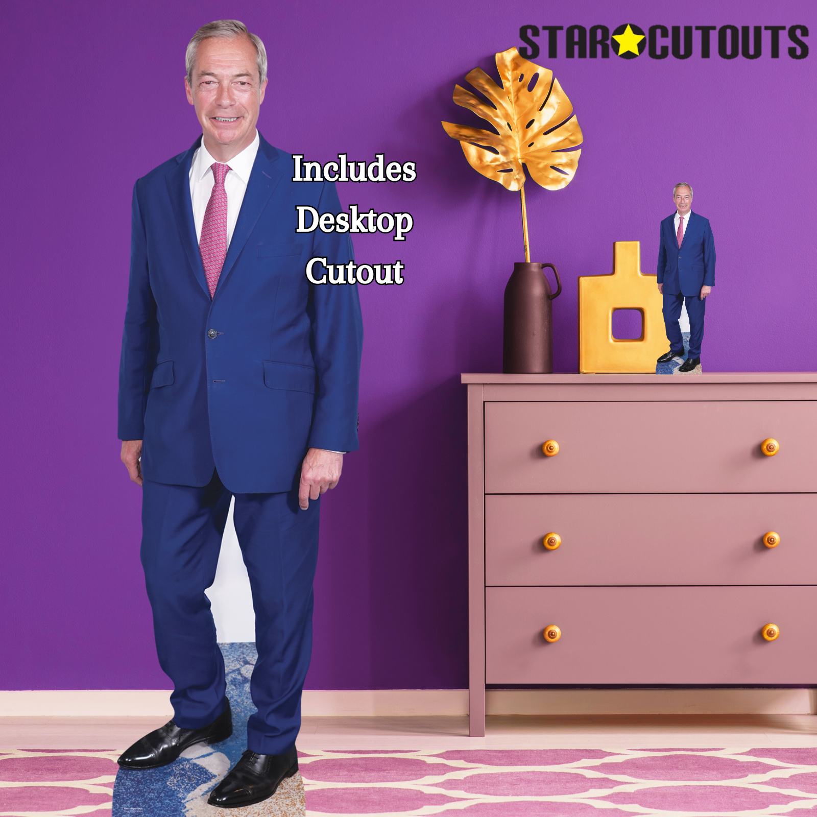 SC4511 Nigel Farage Pink Tie - Cardboard Cut Out Height 183cm - mycardboardcutout