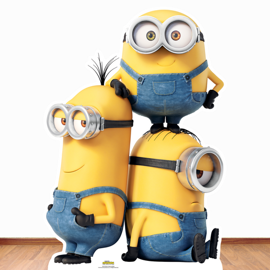 Group Minions Kevin Bob and Stuart Despicable Me and Minions Cardboard Cutout 131cm Tall