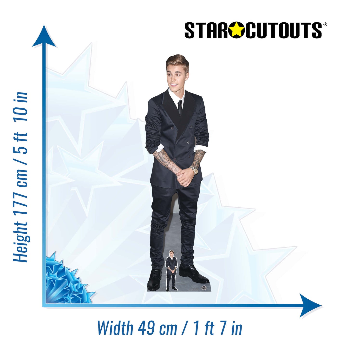 SC1152 Justin Bieber Smart Suit and Smile Cardboard Cut Out Height 177cm