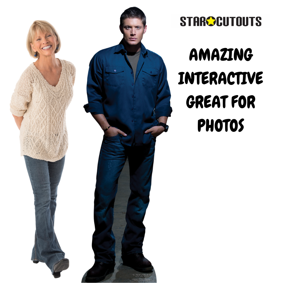 Dean Winchester Blue Shirt Jeans Jensen Ackles Supernatural Cardboard Cutout Lifesize - mycardboardcutout