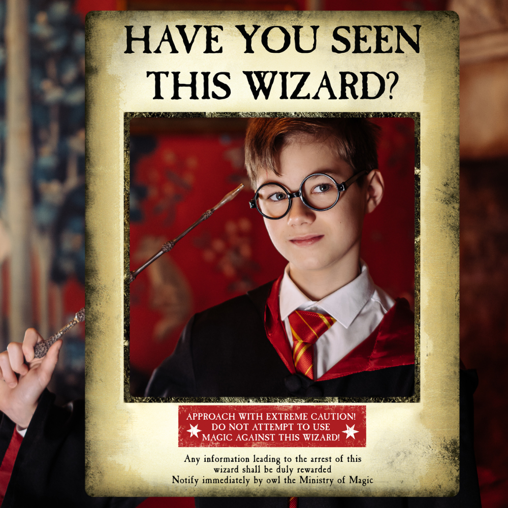 Harry Potter Wanted Poster Gold Selfie Frame Cardboard Cutout - mycardboardcutout