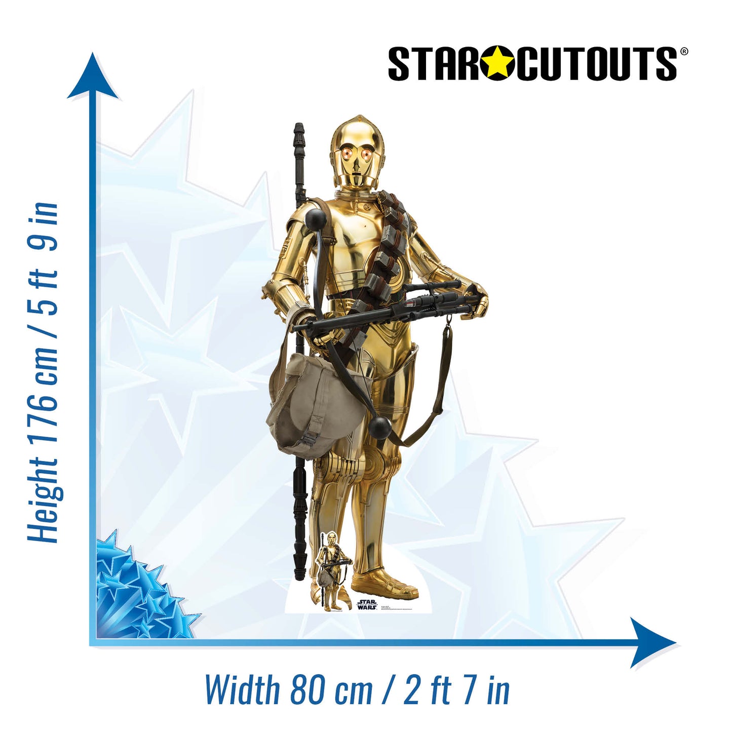 Star Wars C3PO The Rise of Skywalker Cardboard Cut Out Height 176cm