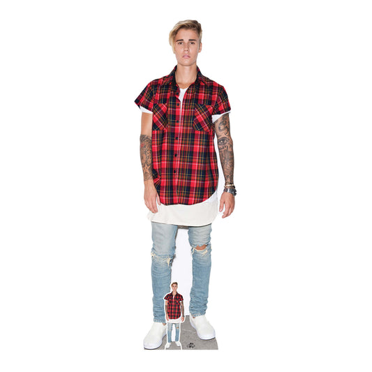 SC2019 Justin Bieber  Red & Black Shirt Cardboard Cut Out Height 172cm