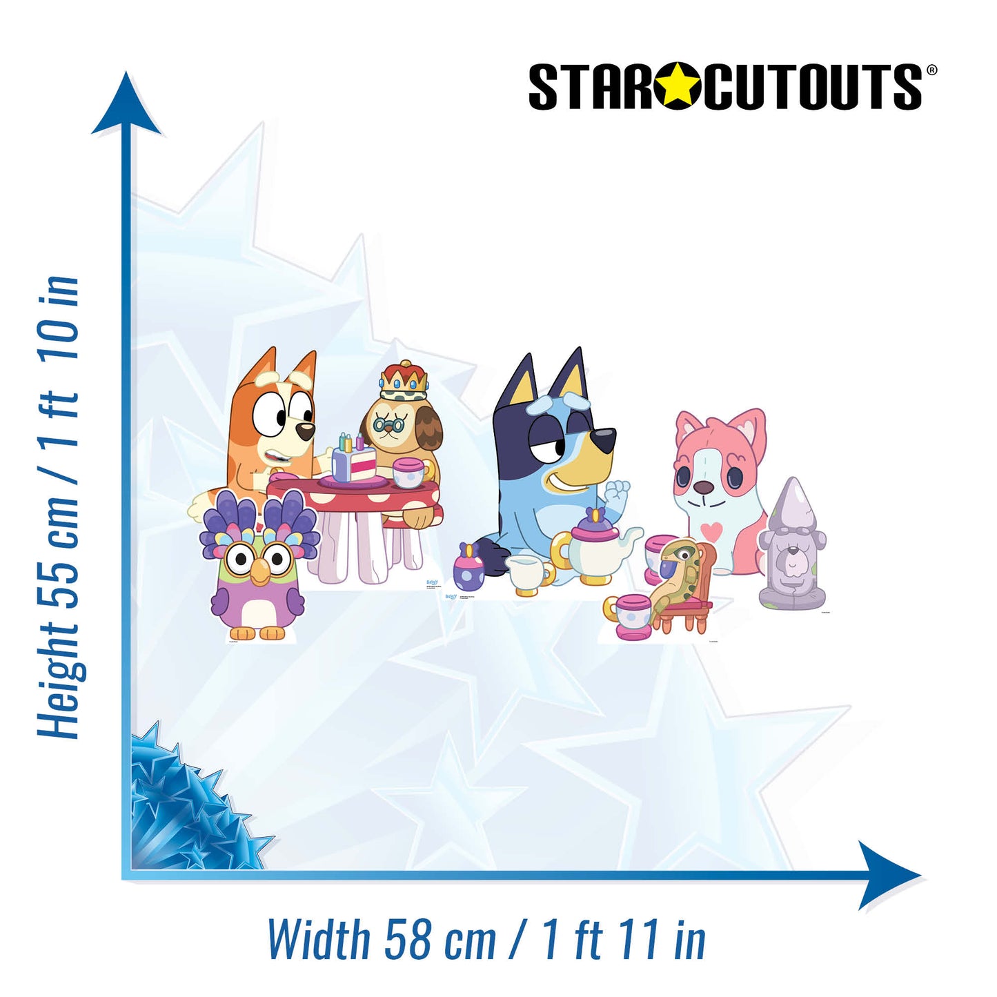 SC4784 Bluey Bingo & Friends Tea Party Star Mini Bundle - Wall & Floor Decoration Cardboard Cutout Height 55cm