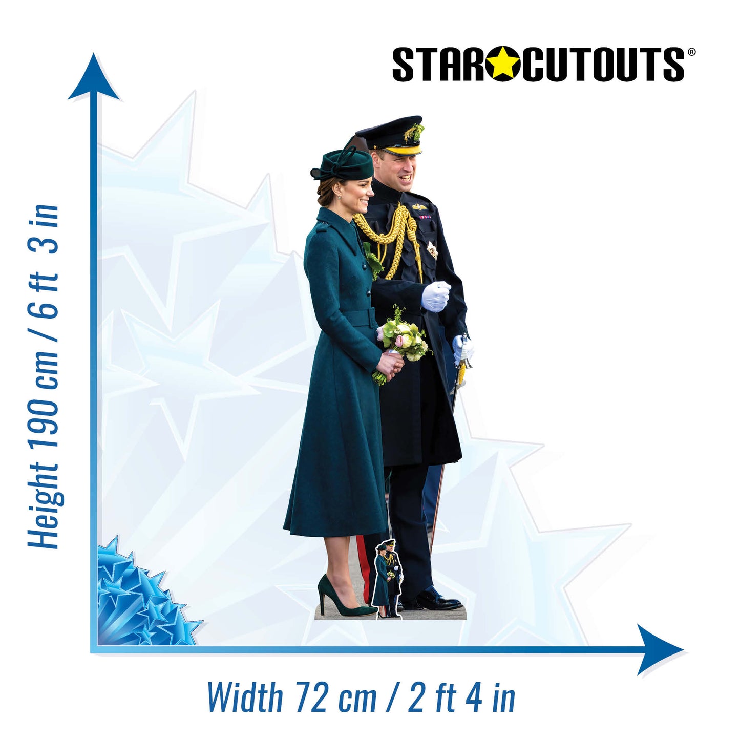 SC4061 Prince William and Kate Royal Blue Cardboard Cut Out Height 190cm