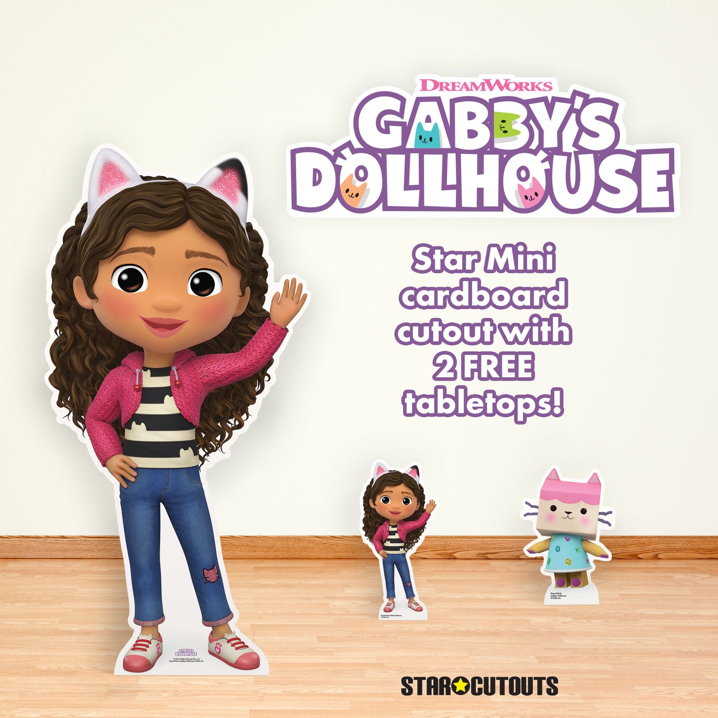Gabby Waving Gabby's Dollhouse Star Mini Cardboard Cut Out Height 96cm