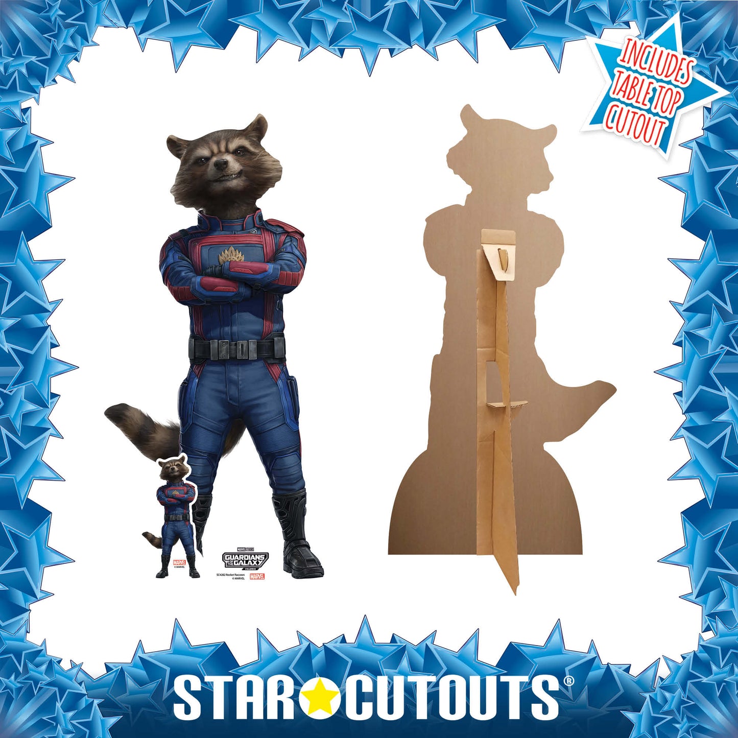 Rocket Raccoon Guardians of the Galaxy Three Marvel Lifesize Cardboard Cut Out With Mini Cardboard Cutout