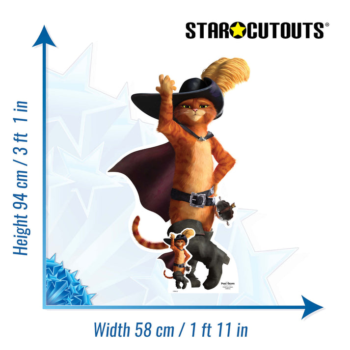 SC4285 Puss In Boots Pose OlE Star Mini Cardboard Cutout With Mini sc4285-puss-in-boots-pose-ole-star-mini-cardboard-cutout-with-mini