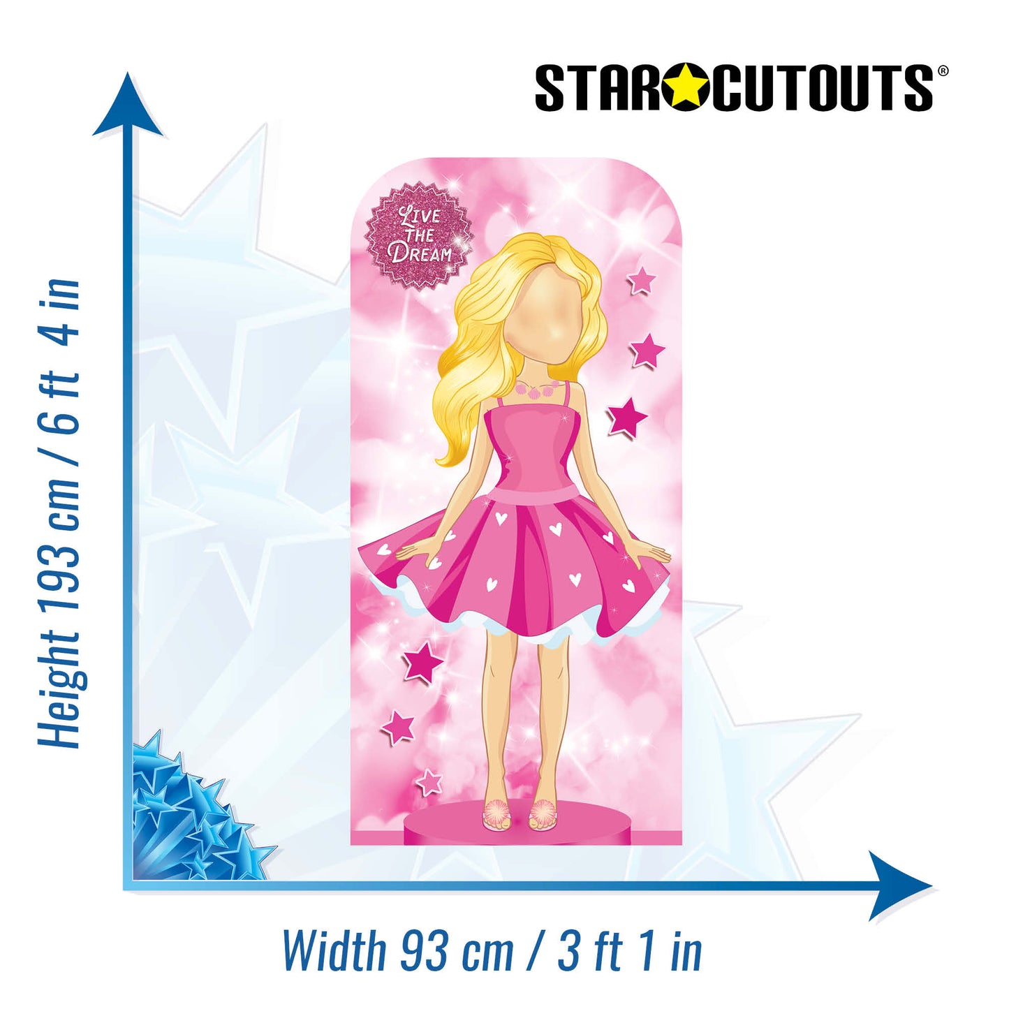 SC4320 Pink Doll Stand In Cardboard Cut Out Height 193cm