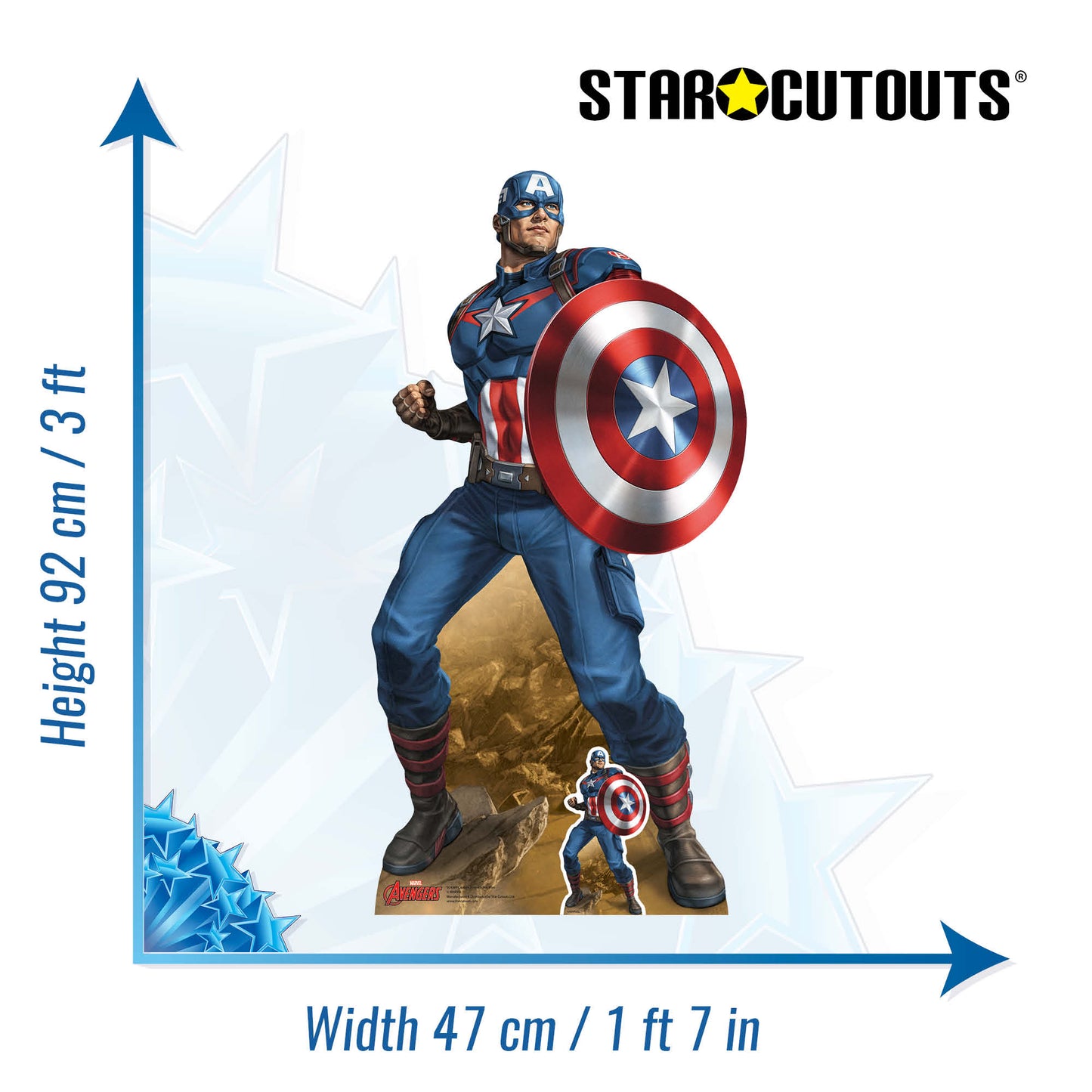 SC4384 Captain America Star Mini Cardboard Cut Out Height 92cm