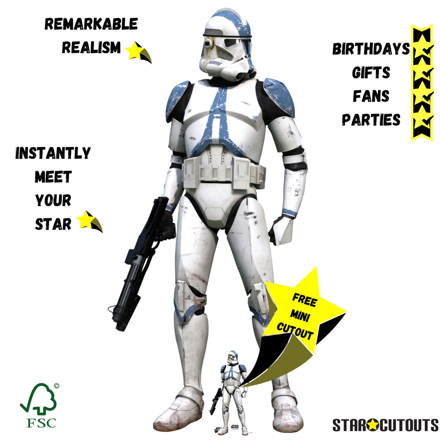 501st Clone Trooper Star Wars Cardboard Cut Out Height 186cm