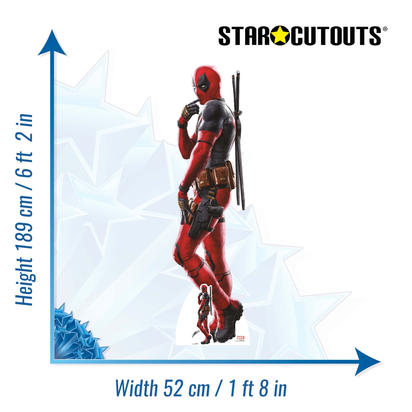 SC4469	Deadpool Ryan Reynolds Cardboard Cutout Height 189cm - mycardboardcutout