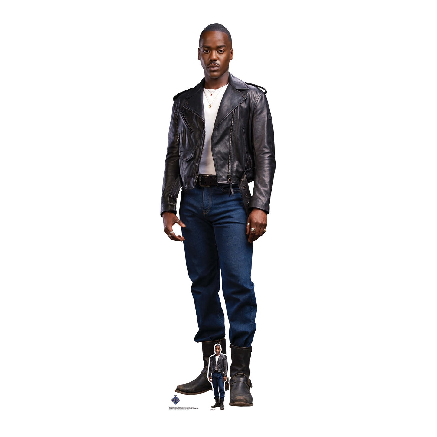 SC4490 Fifteenth Doctor Ncuti Gatwa Doctor Who Black Leather Jacket Cardboard Cut Out Height 175.00cm - mycardboardcutout