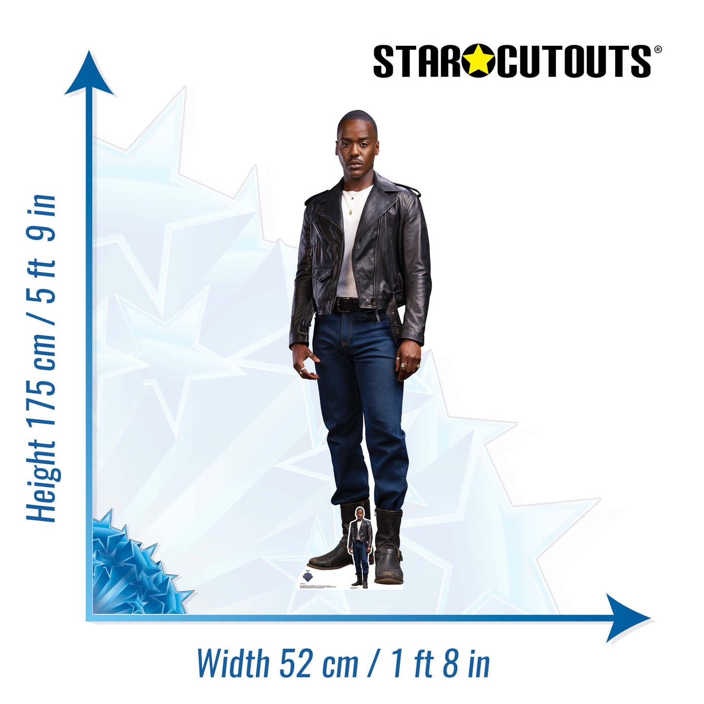 SC4490 Fifteenth Doctor Ncuti Gatwa Doctor Who Black Leather Jacket Cardboard Cut Out Height 175.00cm - mycardboardcutout