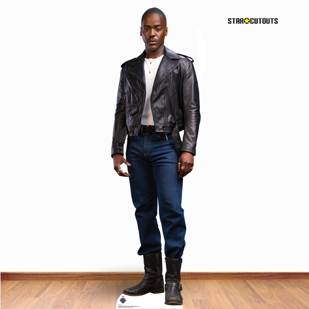 SC4490 Fifteenth Doctor Ncuti Gatwa Doctor Who Black Leather Jacket Cardboard Cut Out Height 175.00cm - mycardboardcutout
