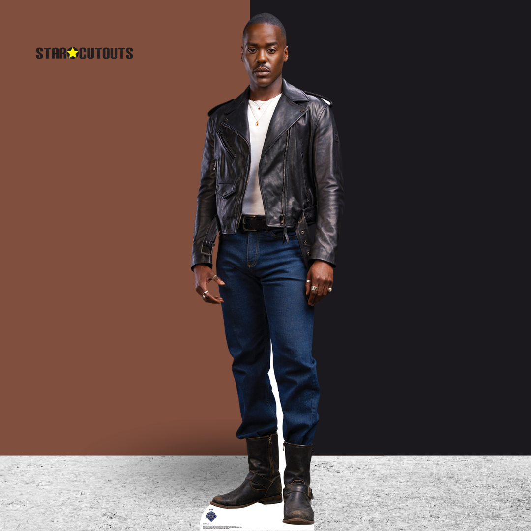 SC4490 Fifteenth Doctor Ncuti Gatwa Doctor Who Black Leather Jacket Cardboard Cut Out Height 175.00cm - mycardboardcutout