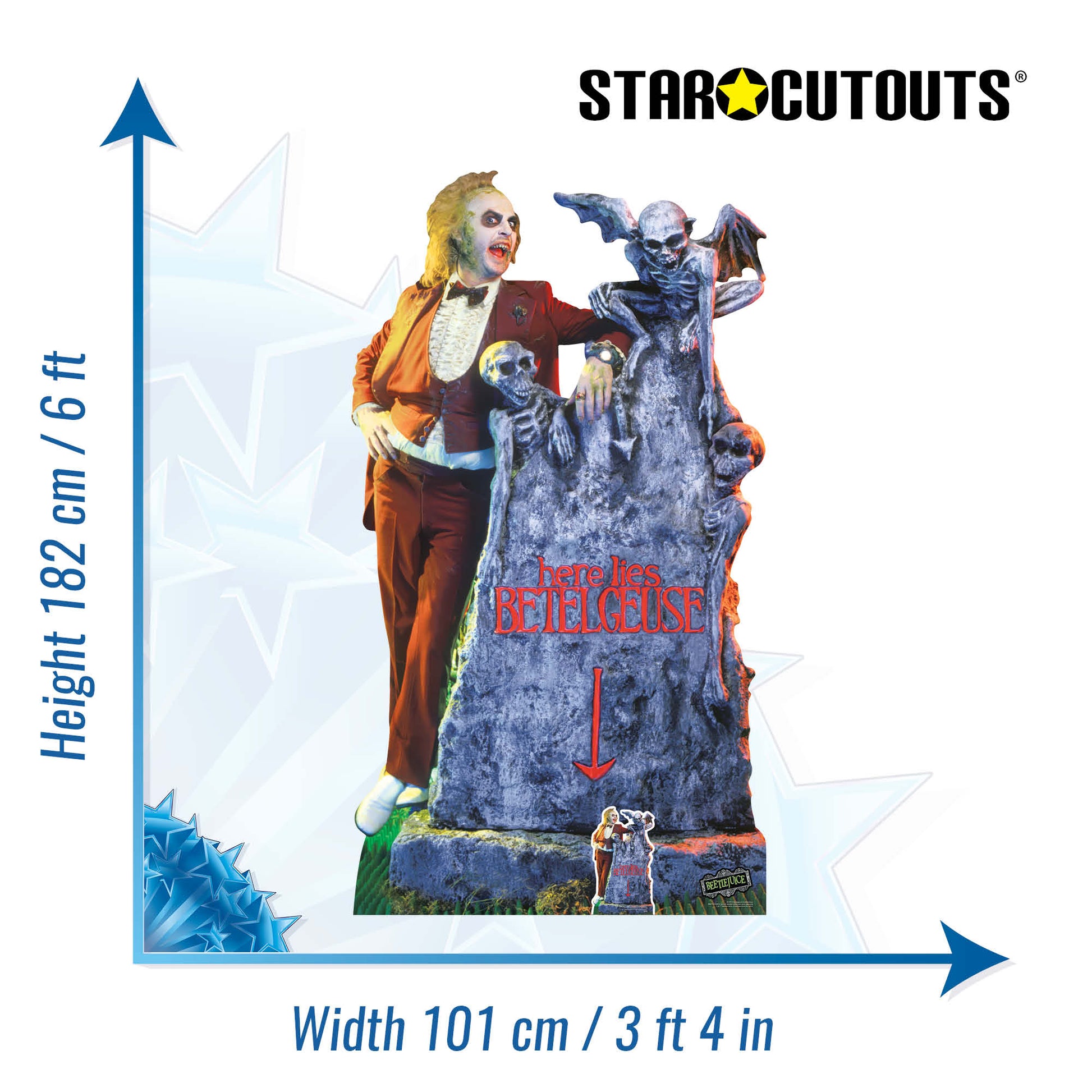 SC4512 Beetlejuice Michael Keaton with Tombstone Cardboard Cut Out Height 182.00cm - mycardboardcutout
